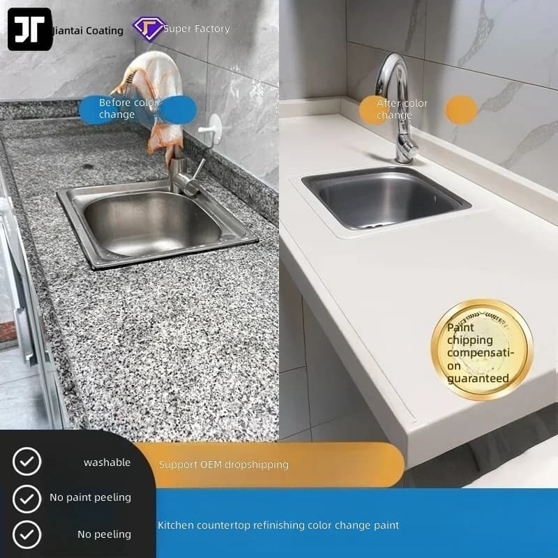 Water-Based Tile Paint | Special Refinishing Coating for Kitchen Marble Countertop & Bathroom Floor Tile Recolor - 1