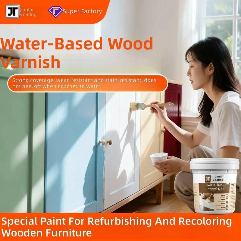 Water-Based Wood Paint | Furniture Recolor Coating for Cabinet & Wooden Door Refinishing and Repair - 1