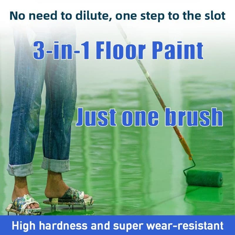 High-Gloss 3-in-1 Floor Paint, Fast Drying - 1